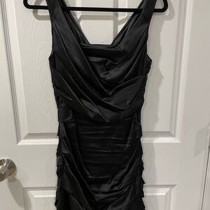 Express Black Ruched Cowl Neck Midi Dress